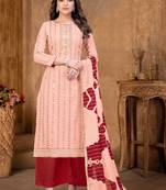 PinkDesigner PrintedCanbric CottonunstitchedLong Length Kameez Plazzo party wear salwarsuit
