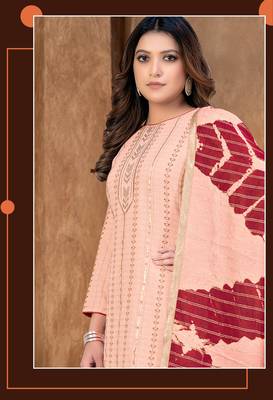 PinkDesigner PrintedCanbric CottonunstitchedLong Length Kameez Plazzo party wear salwarsuit 2