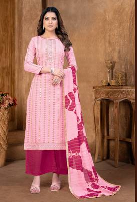 PeachDesigner PrintedCanbric CottonunstitchedLong Length Kameez Plazzo party wear salwarsuit 1