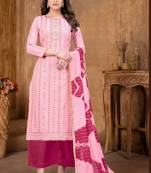 PeachDesigner PrintedCanbric CottonunstitchedLong Length Kameez Plazzo party wear salwarsuit