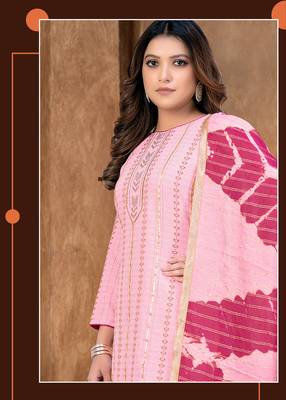 PeachDesigner PrintedCanbric CottonunstitchedLong Length Kameez Plazzo party wear salwarsuit 2