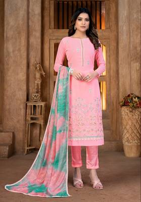 PinkDesigner PrintedGeorgetteunstitchedLong Length KameezPantparty wear salwarsuit 1