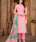 PinkDesigner PrintedGeorgetteunstitchedLong Length KameezPantparty wear salwarsuit