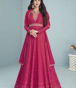 Hot Pink Sequence Embroidered Designer Anarkali Suit