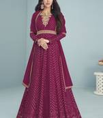 Purple Sequence Embroidered Designer Anarkali Suit