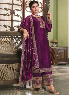Dark Purple Georgette Pakistani Salwar Kameez 1