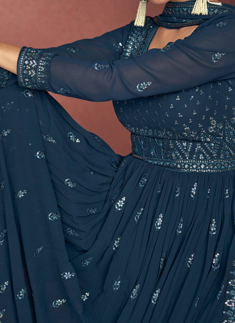 Purple Designer Readymade Palazzo Suit With Heavy Sequence Embroidery Work