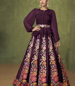 Deep Wine Floral Embroidered Peplum Style Lehenga Choli