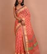 Pink Kota Cotton Saree With Blouse Piece