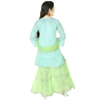 Aura Gilrs Green Chanderi Salawar Suit Set (1090_Parent) 2