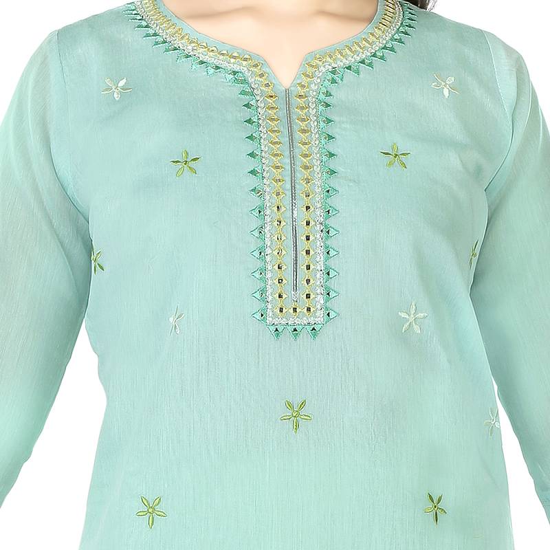 Aura Gilrs Green Chanderi Salawar Suit Set (1090_Parent)
