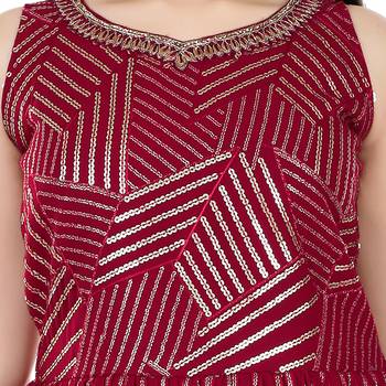 Aura Girls Ethnic Heavy Sequence Work Kurti With Sharara Pant And Dupatta (1109_Parent) 3