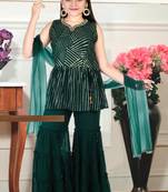 Aura Girls Ethnic Heavy Sequence Work Kurti With Sharara Pant And Dupatta (1109_Par)