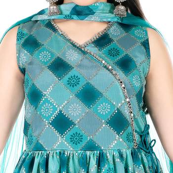 Aura Print and Embroidery Raw Silk Sharara Suit With Net dupatta(1106_Parent) 3