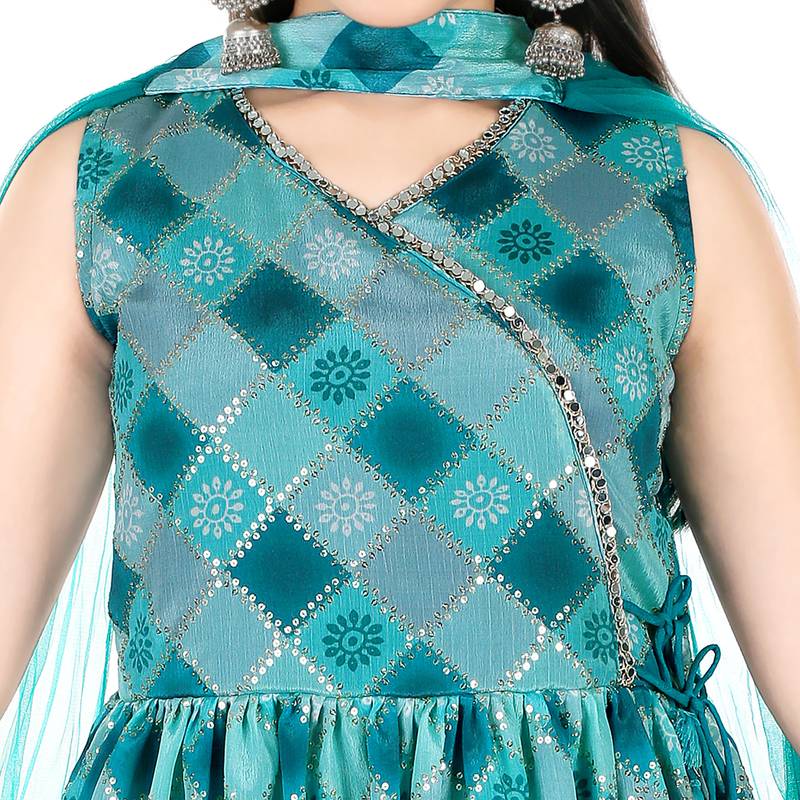 Aura Print and Embroidery Raw Silk Sharara Suit With Net dupatta(1106_Parent)