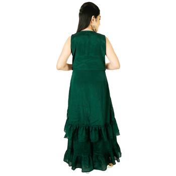 Aura Girls Sequin Work Green Layered Sharara Set 2