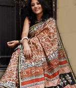 Amrita Sengupta In Cream Chanderi Cotton Saree With Blouse Piece