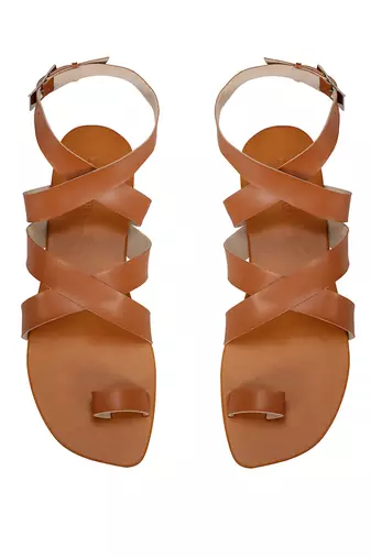 Sole Stories_Criss Cross Flats In Tan