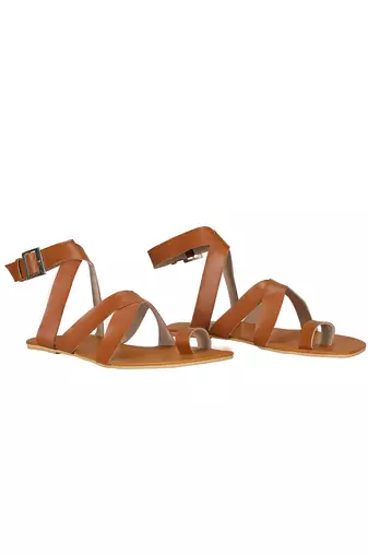 Sole Stories_Criss Cross Flats In Tan