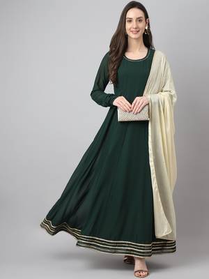 Green plain georgette ethnic-kurtis 1