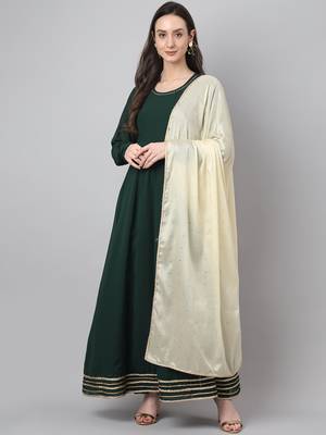 Green plain georgette ethnic-kurtis 2