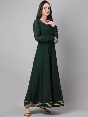 Green plain georgette ethnic-kurtis 3