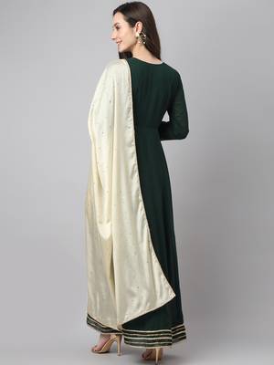 Green plain georgette ethnic-kurtis 4
