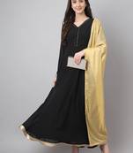 Black plain georgette ethnic-kurtis