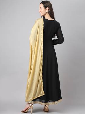 Black plain georgette ethnic-kurtis 4