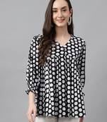 Black printed cotton party-tops