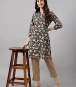 Green printed cotton tunics