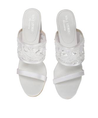 Sole Stories_Embellished Block Heels In White 3