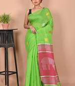 Green Matka Silk Saree With Blouse Piece