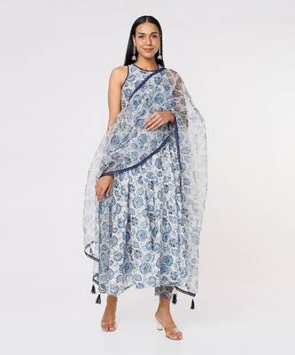 Blue Halter Neck Anarkali 1