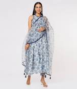 Blue Halter Neck Anarkali