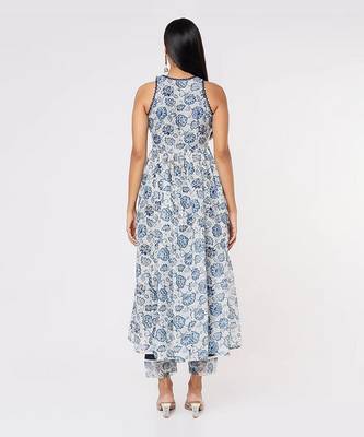 Blue Halter Neck Anarkali 2