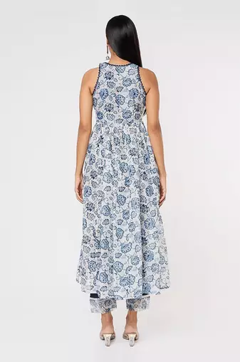 Blue Halter Neck Anarkali