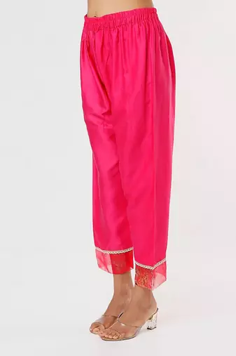 Hot Pink Chanderi Anarkali Set