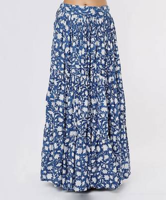 Ivory & Blue Block Printed Lehenga Set 3