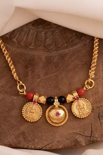 Golden rope chain mangalsutra LONG with triple vati one gram gold