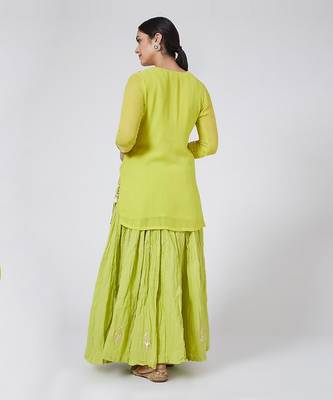 Lime Green Kurti Lehenga Set 2