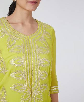 Lime Green Kurti Lehenga Set 4