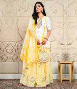 Yellow Shibori Kurti & Chevron Lehenga Set