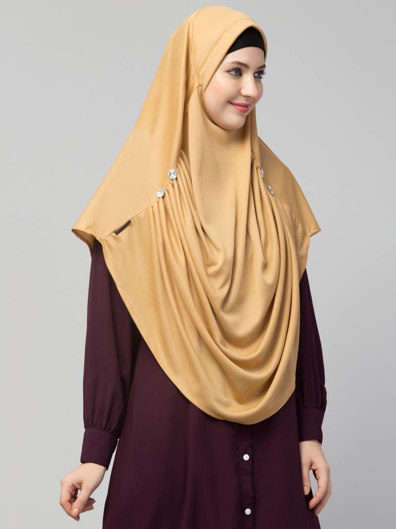 Nazneen front gather & pleated with Cristal stone ready to wear prayer Hijab