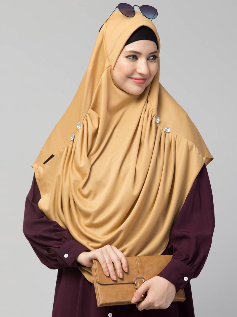 Nazneen front gather & pleated with Cristal stone ready to wear prayer Hijab