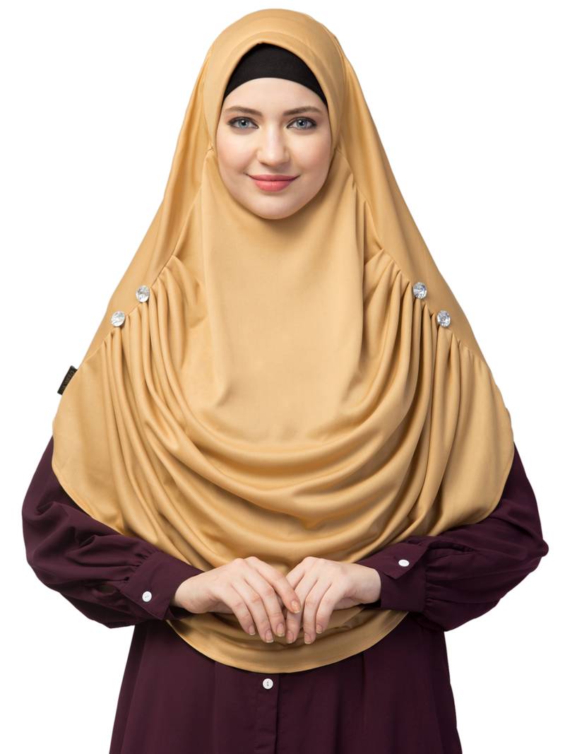 Nazneen front gather & pleated with Cristal stone ready to wear prayer Hijab