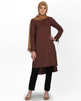 Brown plain polyester islamic-tunics 1