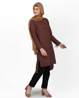 Brown plain polyester islamic-tunics 2
