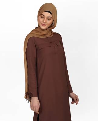 Brown plain polyester islamic-tunics 3