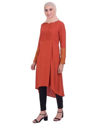 Brown plain viscose rayon islamic-tunics 1